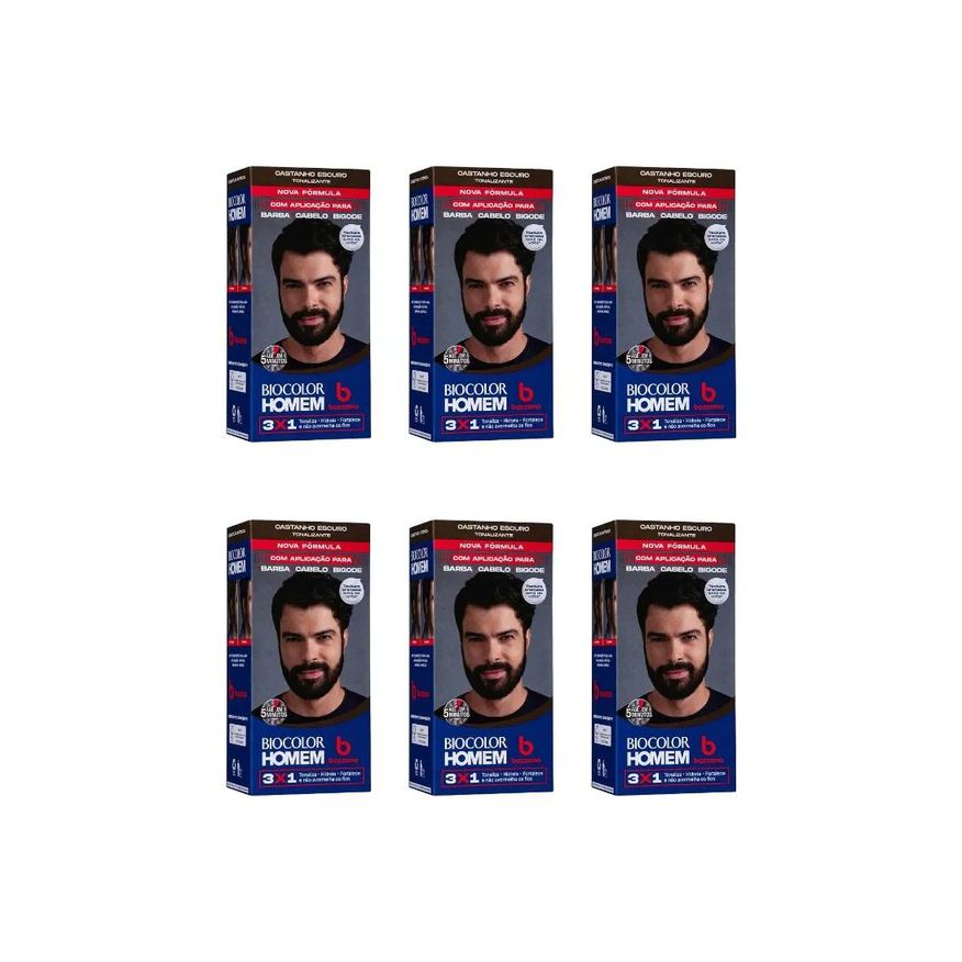 Bozzano Coloraçao Biocolor Homem Castanho Escuro - Kit C / 6un