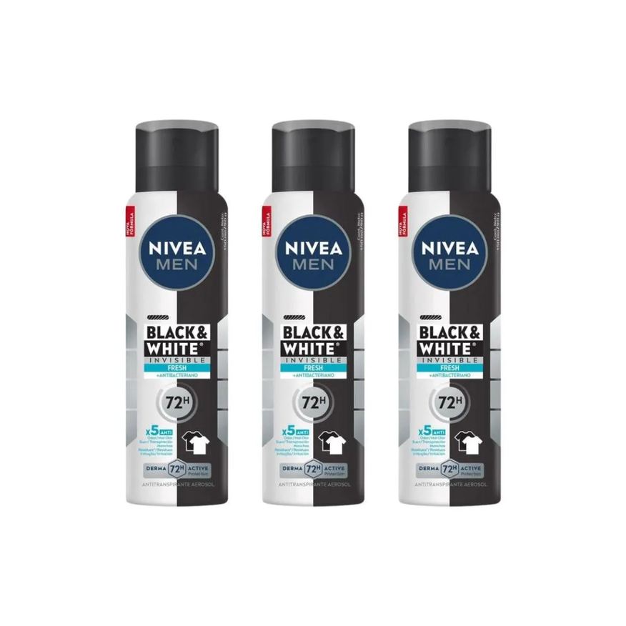 Nivea Desodorante Aero 150ml Masc Black White Invi Fresh - 3un