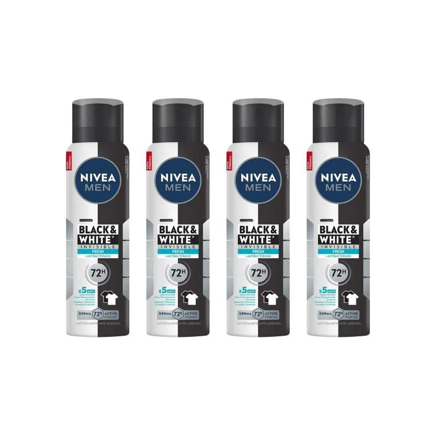 Nivea Desodorante Aero 150ml Masc Black White Invi Fresh - 4un
