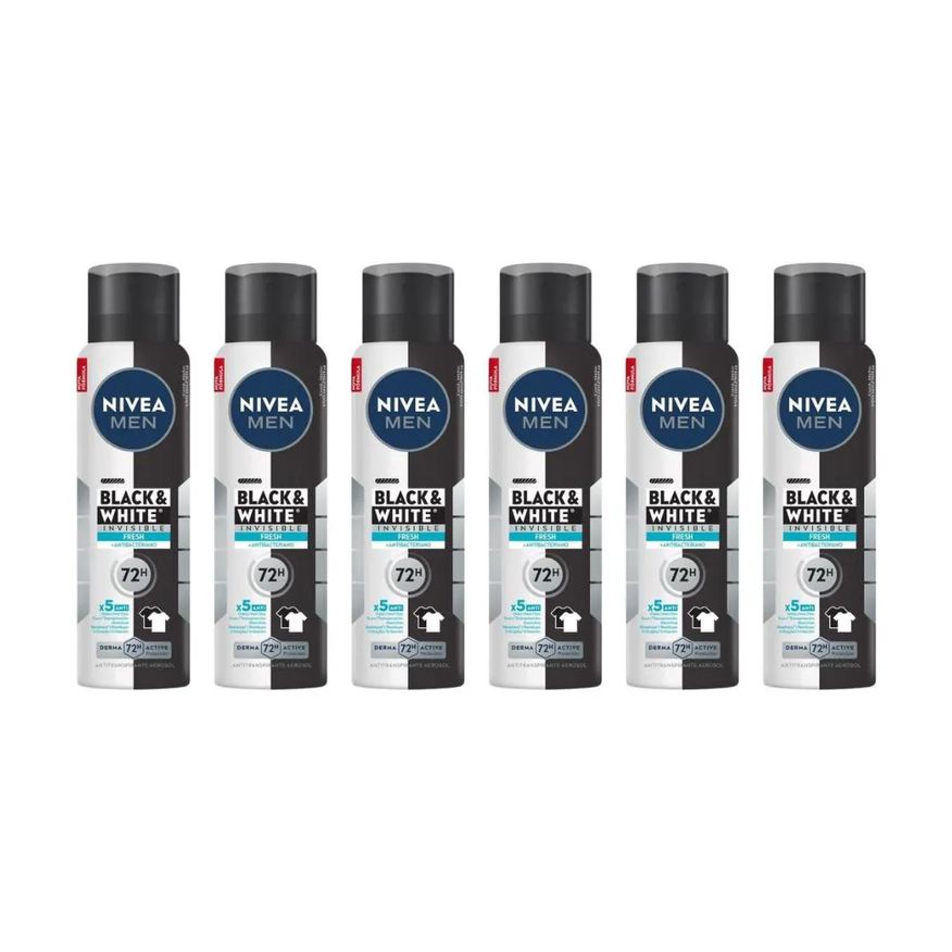 Nivea Desodorante Aero 150ml Masc Black White Invi Fresh - 6un