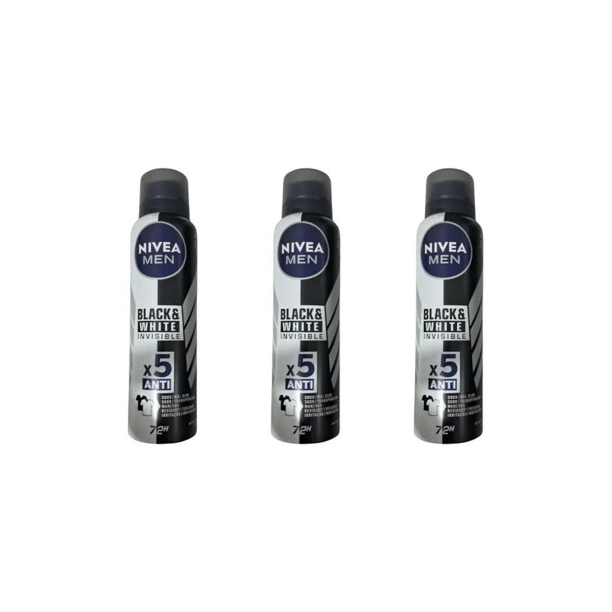 Nivea Desodorante Aero 150ml Masc Black White Invisible - 3un