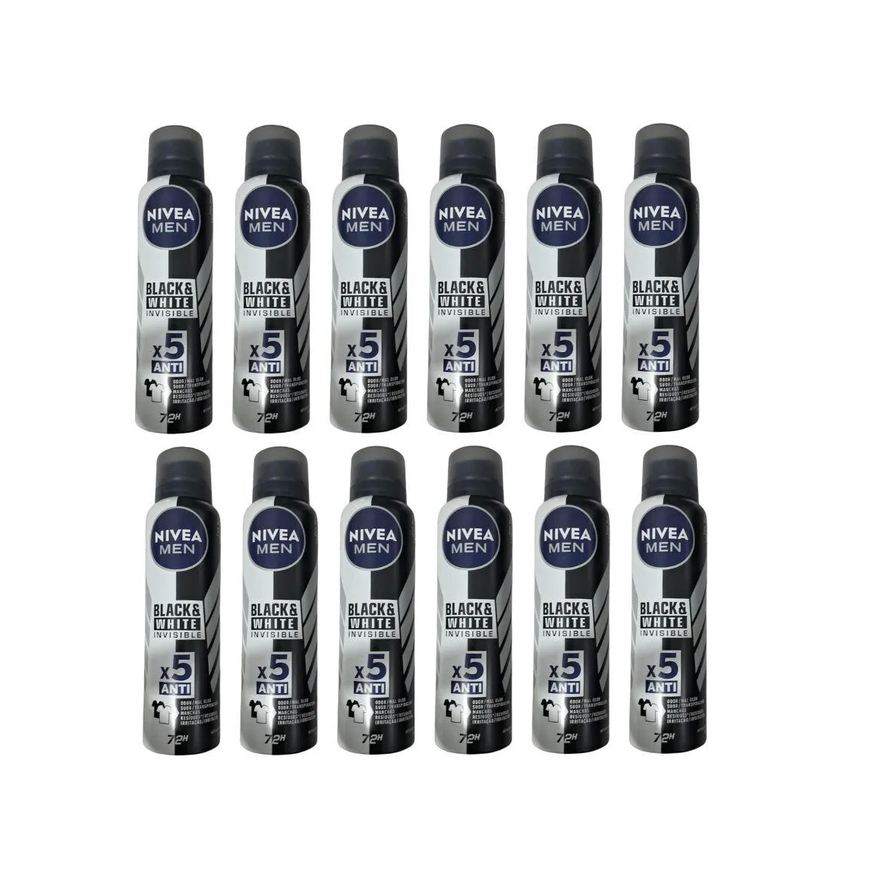 Nivea Desodorante Aero 150ml Masc Black White Invisible - 12un