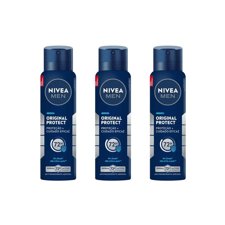 Nivea Desodorante Aero 150ml Masc Original Protect - Kit C / 3un