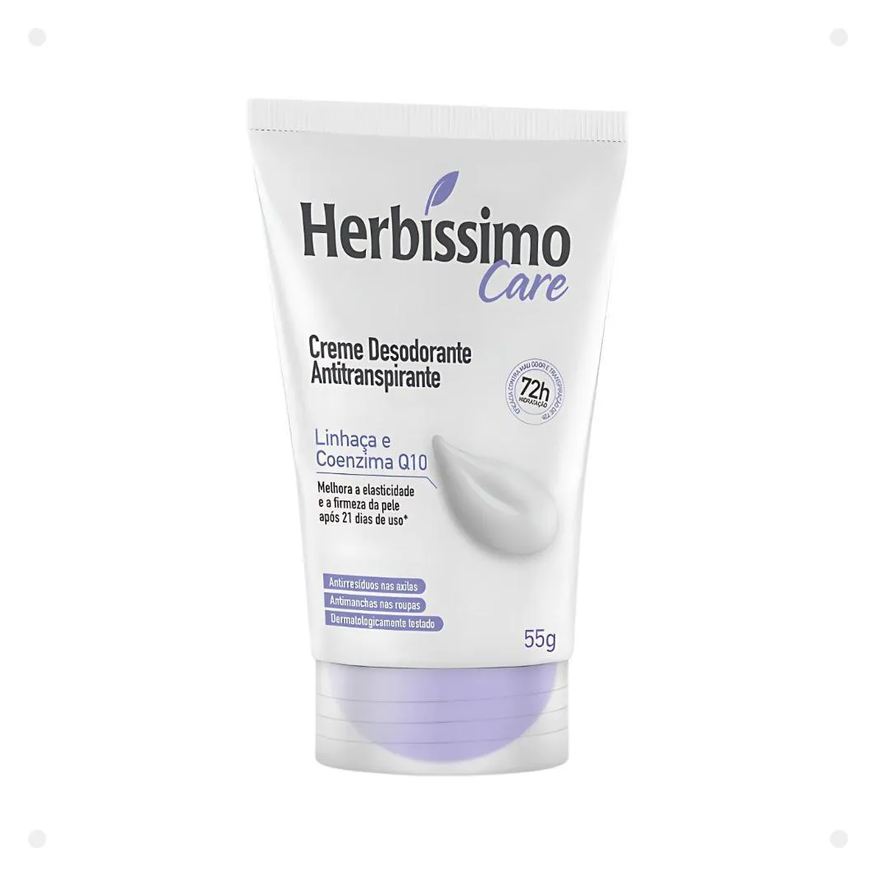 Herbíssimo Creme Desodorante Antitranspirante Care Linhaça e Coenzima Q10 55g