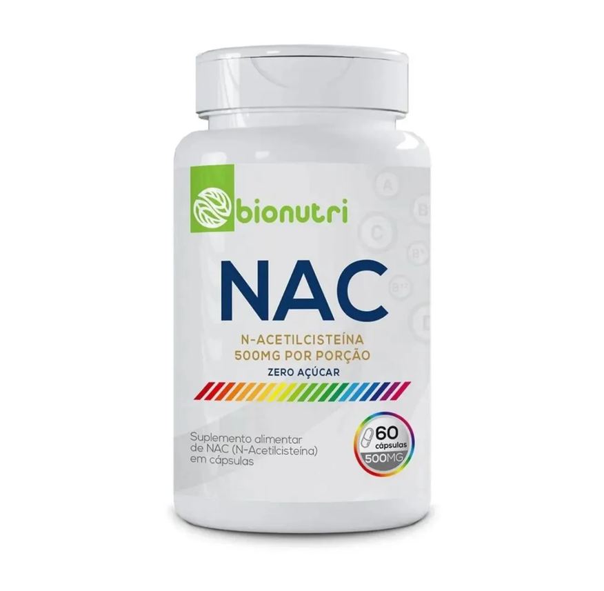 Bionutri Nac N-acetilcisteína 60 cápsulas 500mg - Zero Açúcar