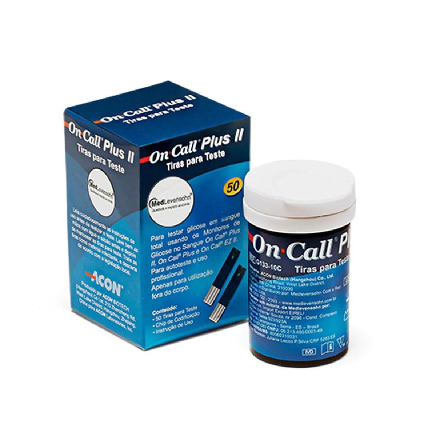 On Call Tiras para Teste de Glicemia Plus II Frasco 50 Unidades