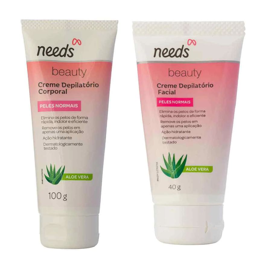 Needs Kit Creme Depilatório Beauty Pele Normal Facial 40g + Corporal 100g
