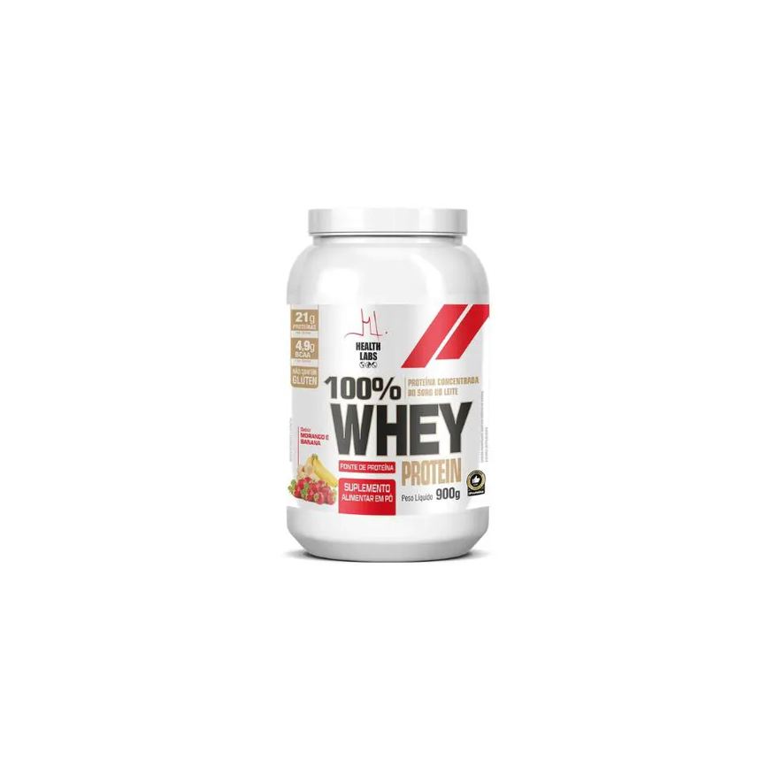 Health Labs 100% Whey Protein 900g Morango e Banana