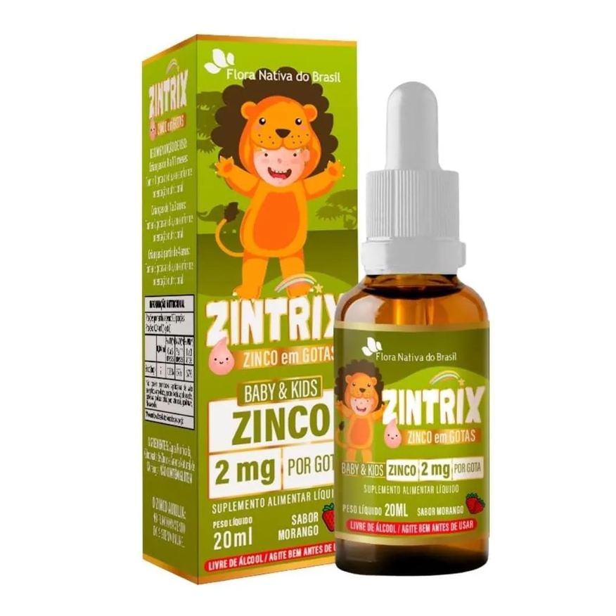 Flora Nativa Do Brasil Zintrix KIDS Zinco Gts 20ml Sab Morango Flora Nativa