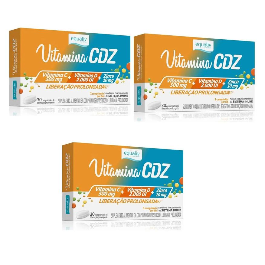 Equaliv Kit 3 Suplemento Alimentar Cdz C + D + Zinco 30 Cpr