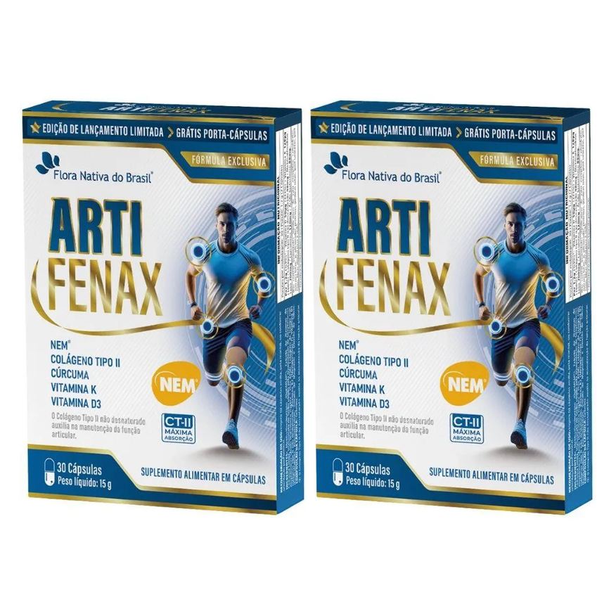 Flora Nativa Do Brasil Kit 2x Artifenax (nem, Colágeno Tipo 2, Curcumina, Vitminas D3 e K2) 30 cápsulas - Flora Nativa