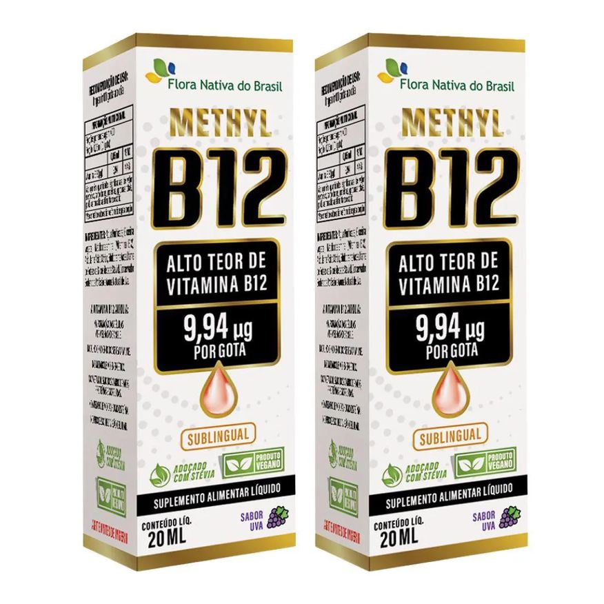 Flora Nativa Do Brasil Kit 2x Vitamina B12 Sublingual (metilcobalamina) 9,94 Mcg Por Gota 20ml - Flora Nativa Uva