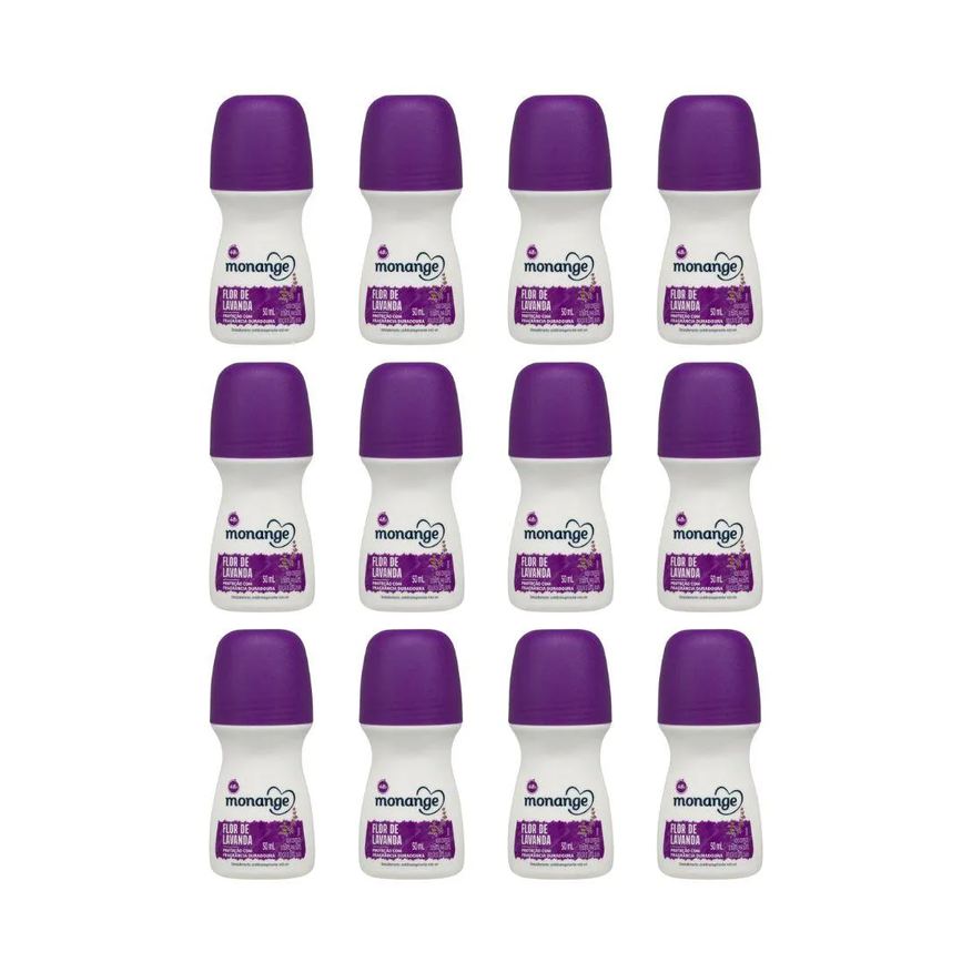 Monange Desodorante Roll - On 50ml Flor Lavanda - Kit C / 12un