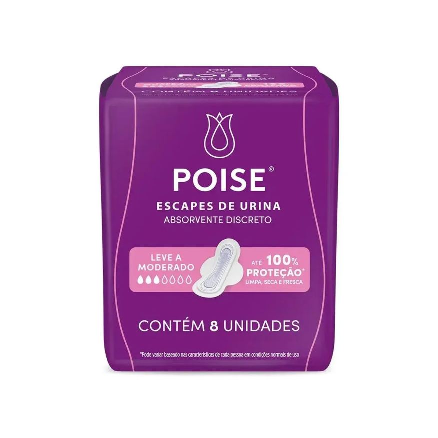 Poise Absorvente com Abas Proteção Leve/moderado com 8 unidades Discreto