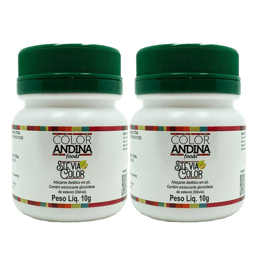 Color Andina Adoçante Stévia 10g - 100% Natural - 02 Potes