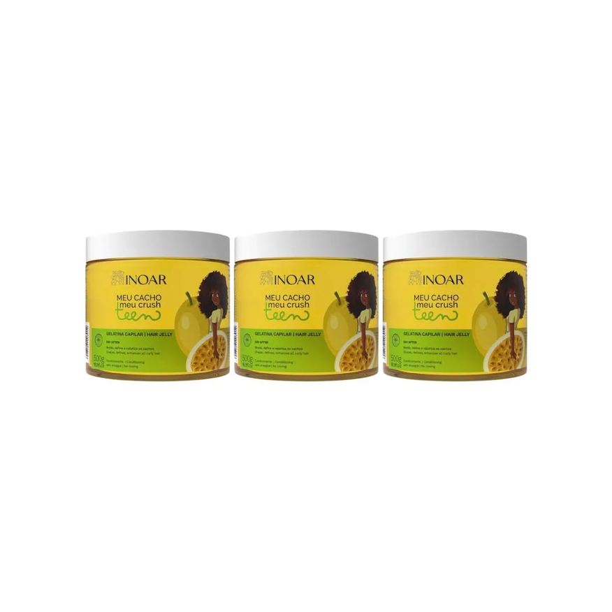 Inoar Gelatina Capilar Meu Cacho 500g Teen Maracuja - 3un