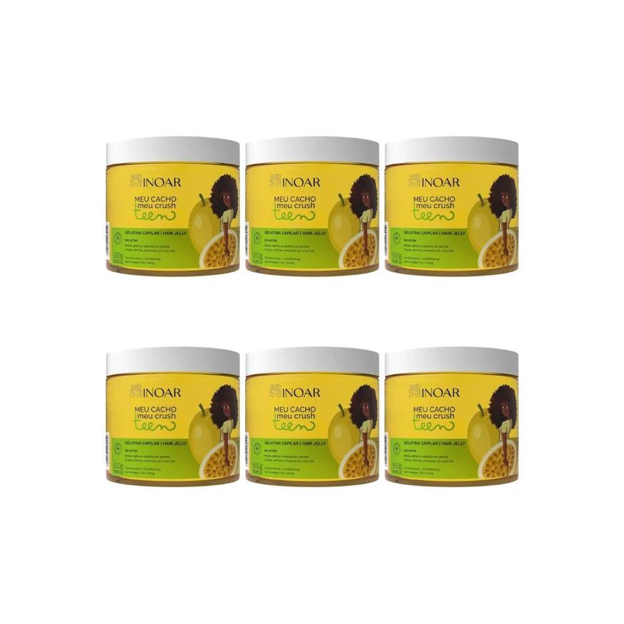 Inoar Gelatina Capilar Meu Cacho 500g Teen Maracuja - 6un