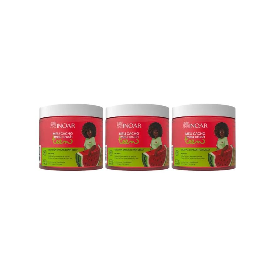 Inoar Gelatina Capilar Meu Cacho 500g Teen Melancia - 3un