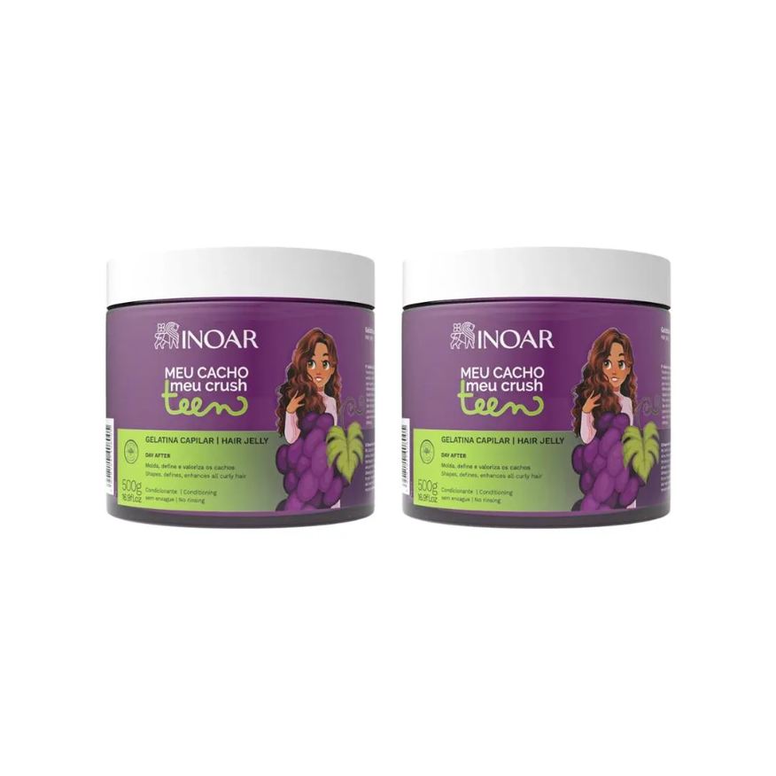 Inoar Gelatina Capilar Meu Cacho 500g Teen Uva - 2un