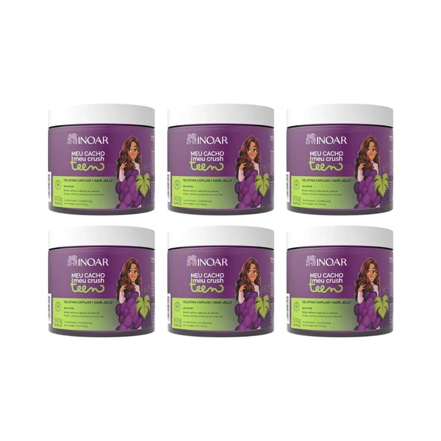 Inoar Gelatina Capilar Meu Cacho 500g Teen Uva - 6un