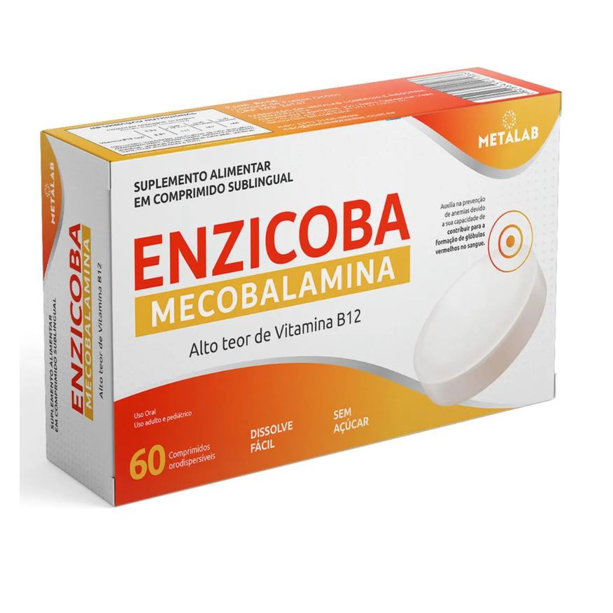 Metalab Enzicoba Vitamina B12 Mecobalamina Forma Ativa 9,9mcg 60 Comp Sublingual