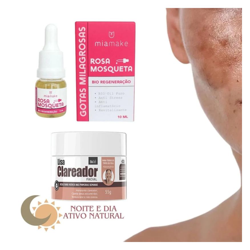 Bio Soft Clareador Facial Ativo Natural Tripla Ação + Óleo Mosqueta