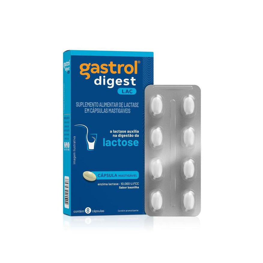 Gastrol Enzima Lactase Digest Lac 10.000UI Baunilha 8 cápsulas mastigáveis