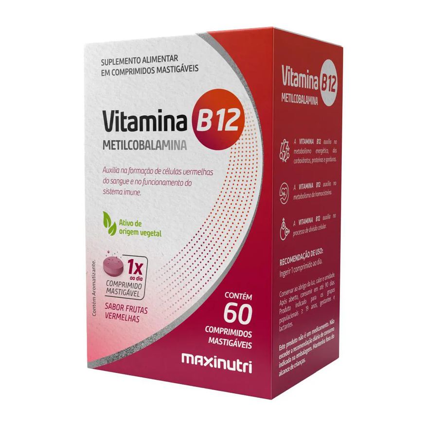 Maxinutri Vitamina B12 Mastigável Zero Açucar 60 Comprimidos
