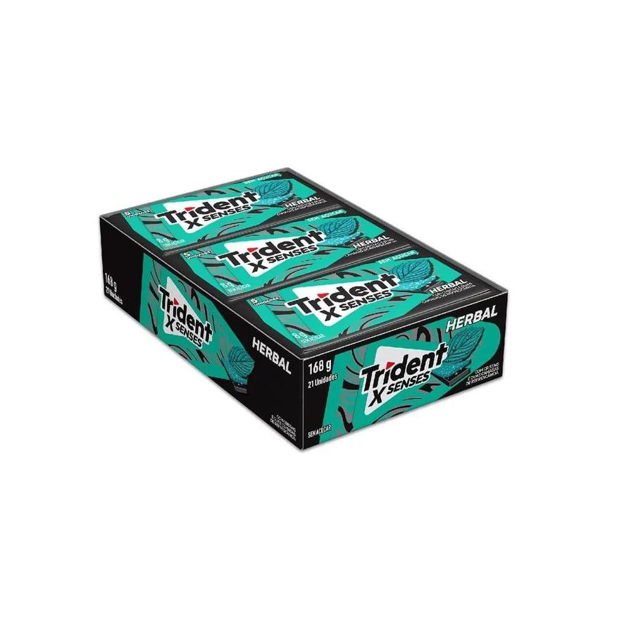 Trident Chiclete Xsenses Herbal Fresh sem Açúcar 8g - Display com 21 unidades