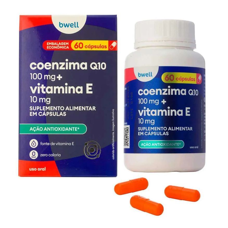 Q10 Coenzima 100mg + Vitamina E 10mg bwell 60 Cápsulas
