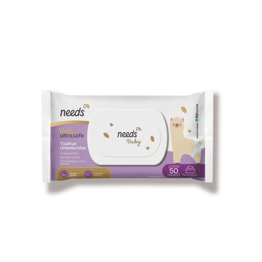 Needs Toalhas Umedecidas Baby Ultrasafe 50 Unidades