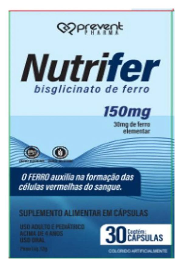 Prevent Pharma Nutrifer Bisglicinato de Ferro 150mg 30 cápsulas Prevent