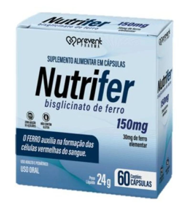 Prevent Pharma Nutrifer Bisglicinato de Ferro 150mg 60 cápsulas Prevent