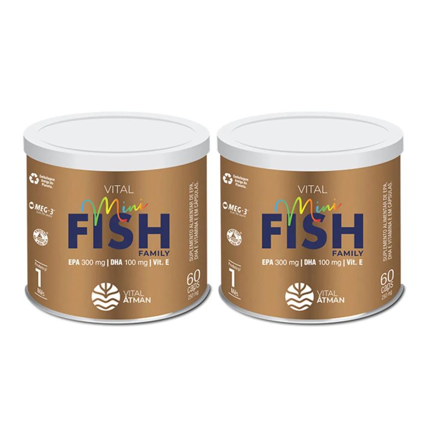 VITAL ÂTMAN 2X VITAL MINI FISH ÔMEGA 3 VITAMINA E 60 CáPSULAS SEM Sabor
