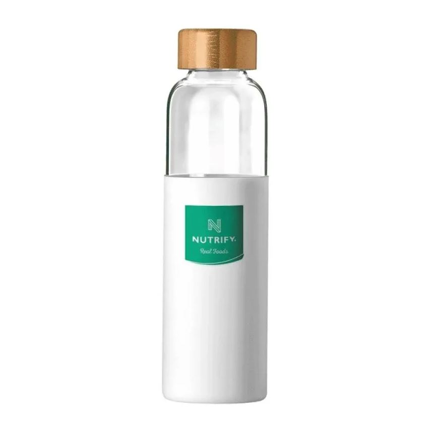 Nutrify Garrafa de Vidro com Tampa de Bambu (600ml) - Padrão: Único