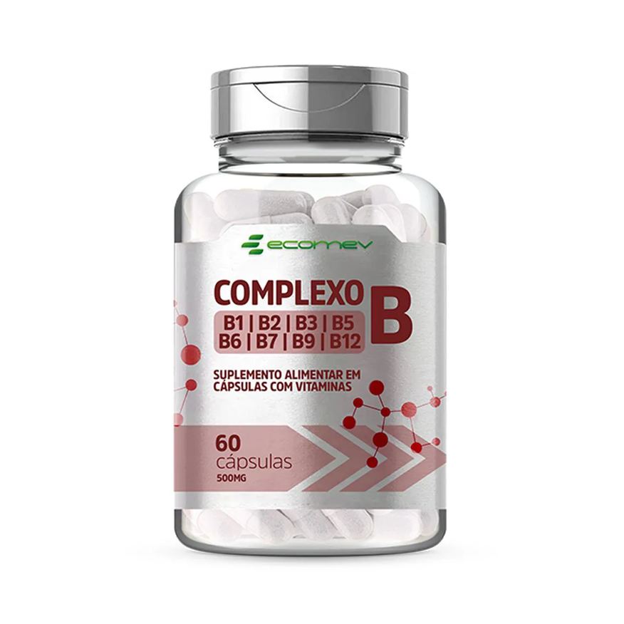 Ecomev Complexo B B1 B2 B3 B5 B6 B7 B9 B12 e Biotina 500mg 60 cápsulas