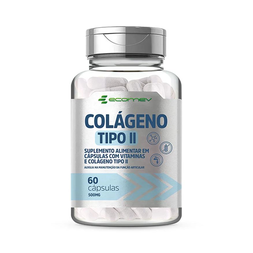 Ecomev Colageno Tipo 2 com Vit C e D3 B1 B3 B6 B12 500mg 60 cápsulas