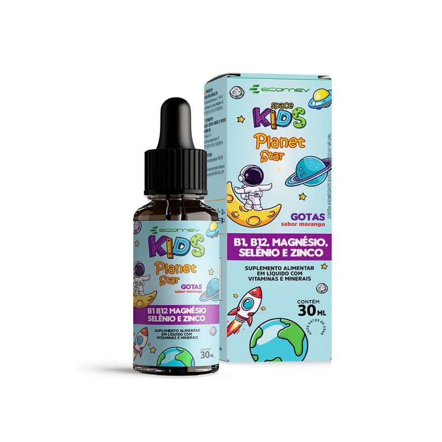 Ecomev Floral Infantil Foco Kids Magnésio B1 B12 Selênio Zinco 30ml Sabor Morango