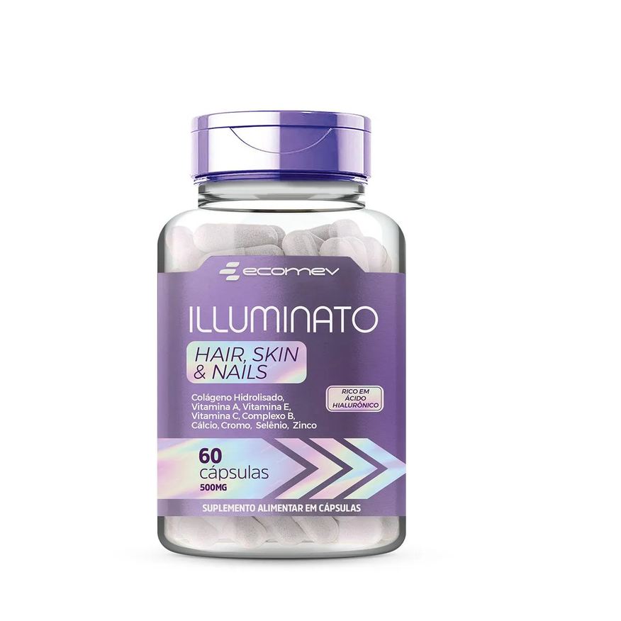 Ecomev Illuminato Colageno Hidrolisado Ácido Hialurônico Complexo B e Vitaminas 1000mg 60cáps