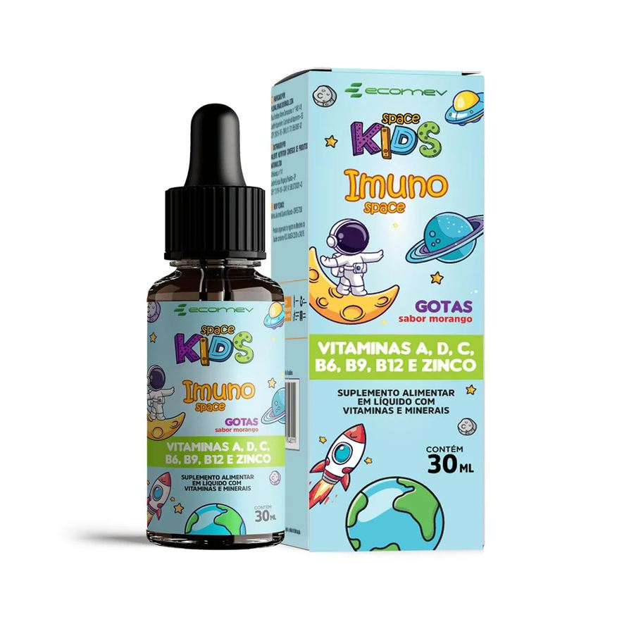 Ecomev Multivitaminico Imuno Kids Vit A D3 C B6 B9 B12 e Zinco 30ml Sabor Morango