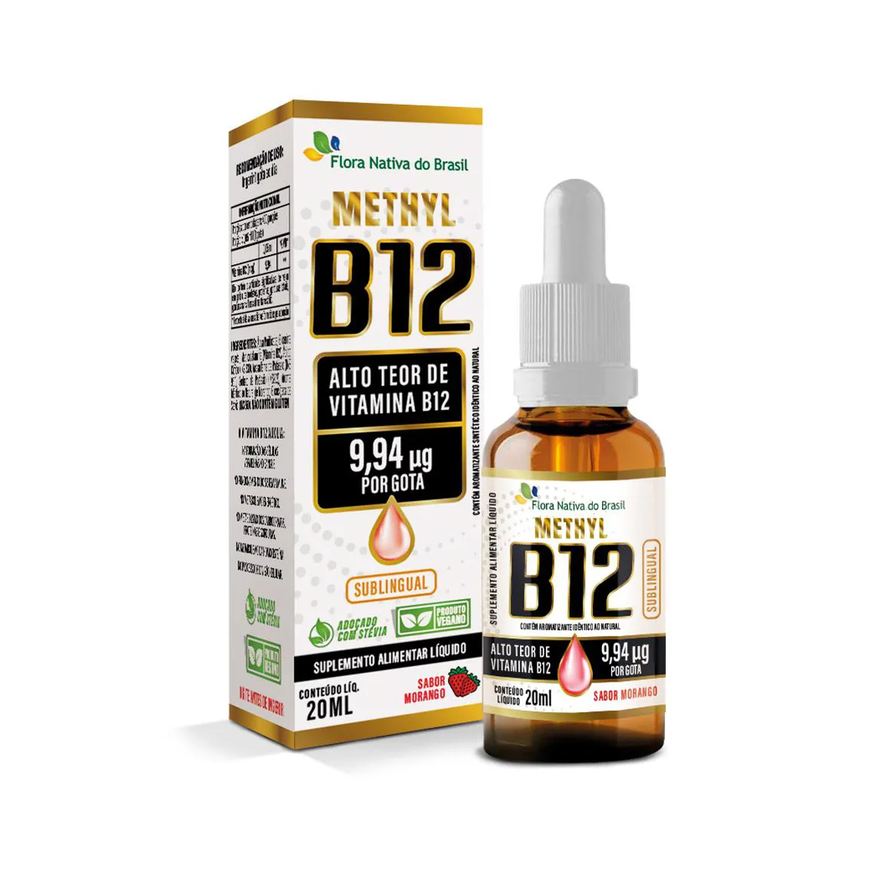 Flora Nativa Do Brasil Vitamina B12 Metilcobalamina Flora Nativa 9,94mcg por Gota 20ml Sabor Morango