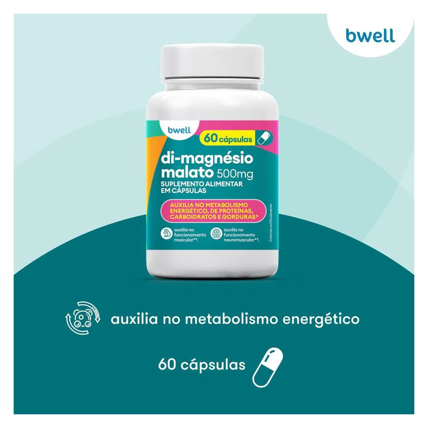 Malato Di-Magnésio 500mg bwell 60 Cápsulas