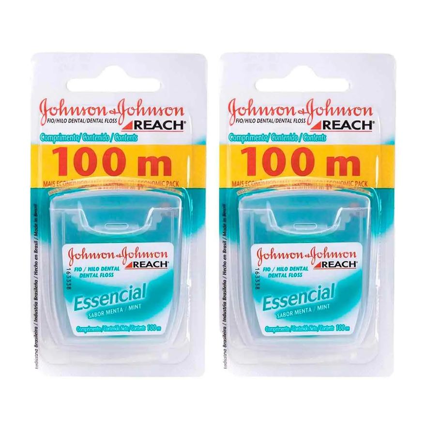 Johnson Kit Fio Dental Johnson's Reach Essencial Sabor Menta 3 unidades de 100 metros cada