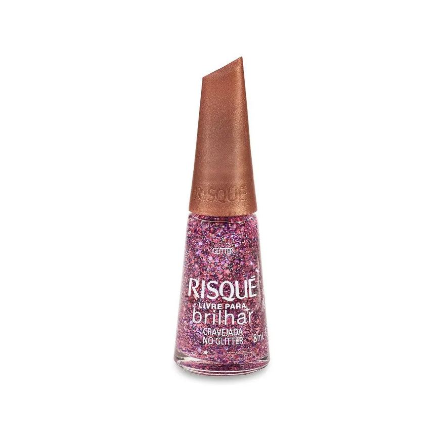 Risqué Esmalte Livre para Brilhar Glitter Rosa Cravejada Glitter 8ml