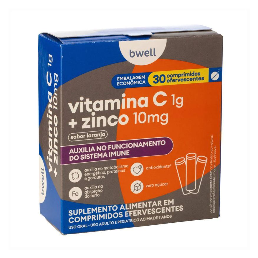 Vitamina C + Zinco bwell 30 Comprimidos Efervescentes