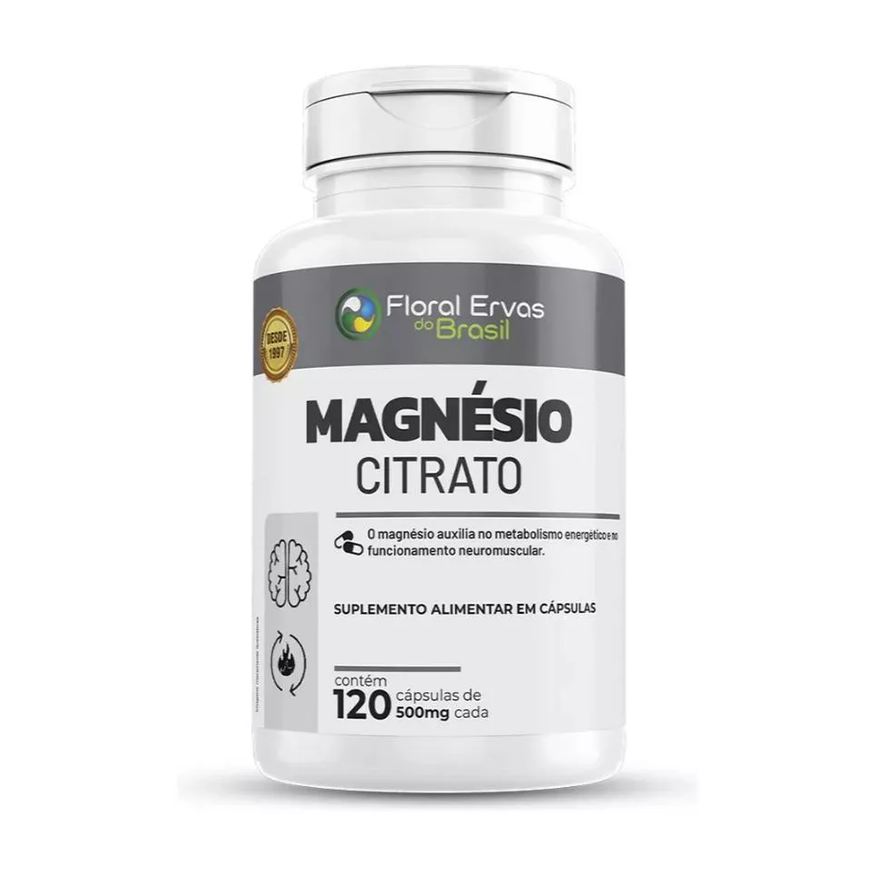 Floral Ervas do Brasil Magnésio Citrato 500mg 120 cápsulas - Floral Ervas