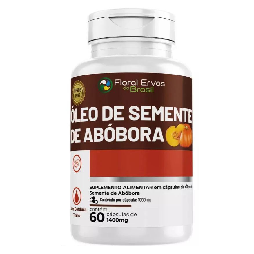 Floral Ervas do Brasil Oleo de Semente de Abobora 1400mg 60 cápsulas - Floral Ervas