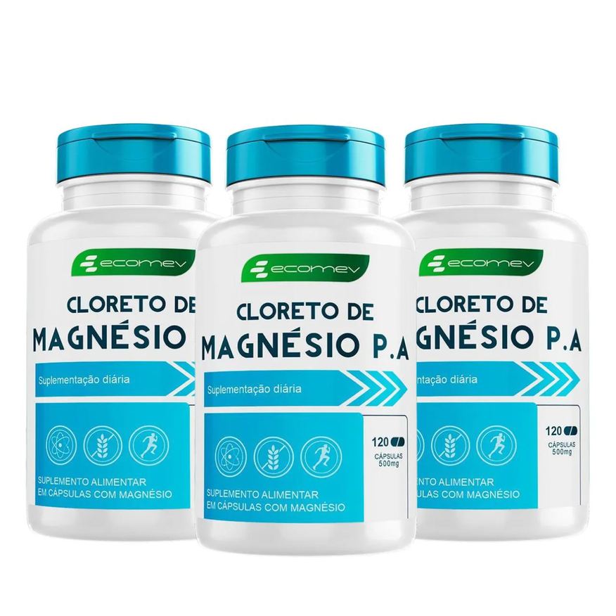 Ecomev 3x Cloreto de Magnesio PA 500mg 120 Cápsulas