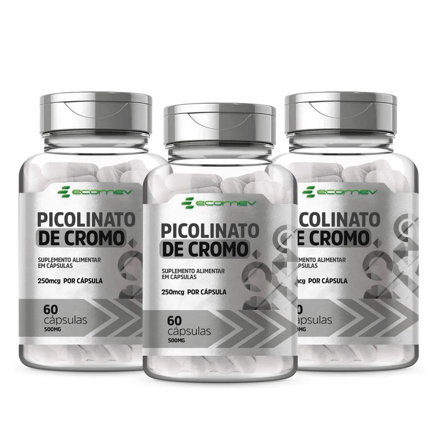 Ecomev 3x Picolinato de Cromo 250Mcg 60 Cápsulas