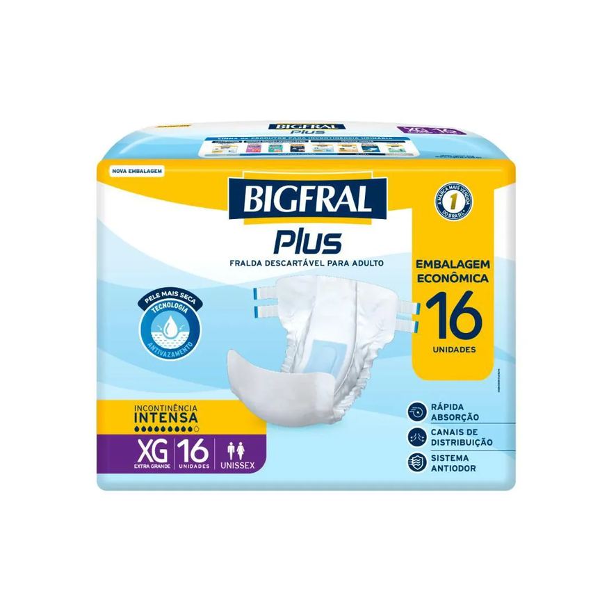 Bigfral Fralda Plus Econômica Xg 16 unidades